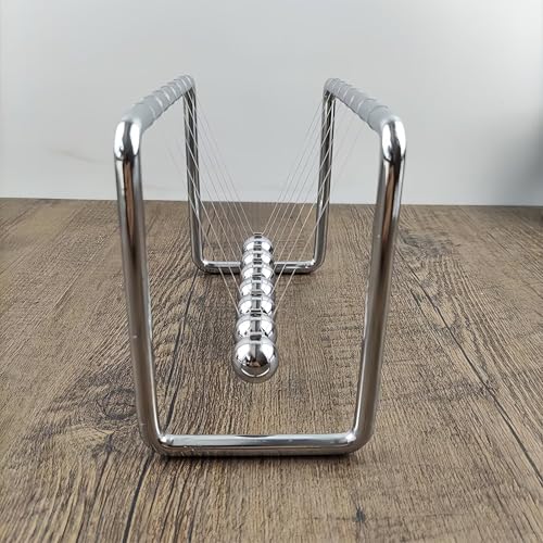Newtons Cradle Pendulum with 7 Balls, Metal Frame Swing Newton Balance Ball, 30+ Sec Swingtime, Educational Desktop Decoration, Fun Science Physics Desk Ornament, 7.08" x 3.54" x 5.11"