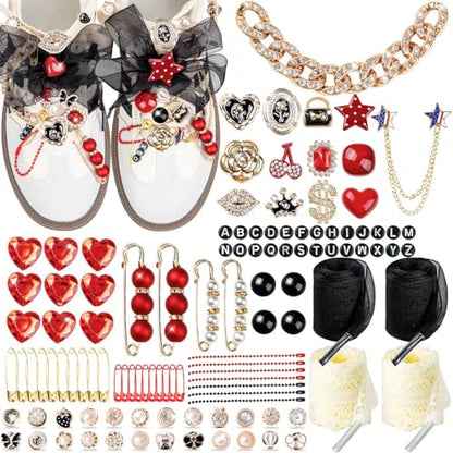 RQAYE Shoe Charms for Sneakers,Junk Socks Charms Kit with Lace Shoelaces - style: Metal rock