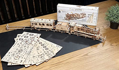 UGEARS Harry Potter Hogwarts Express 3D Puzzles for Adults to Build - Model Kits for Building Model Train Set - 3D Wooden Puzzle Includes Train, Tracks, Tender, Carriage and 3 Figurines
