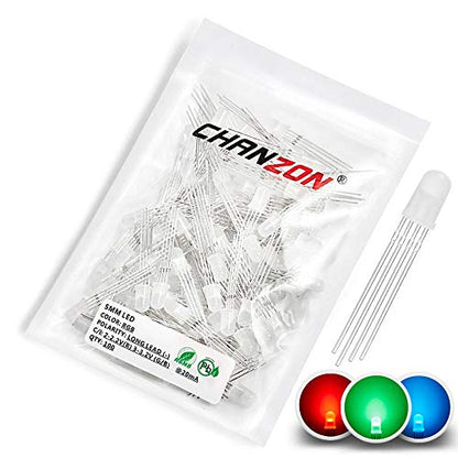 CHANZON 100 pcs 5mm RGB Multicolor Diffused LED Diode Lights Common Cathode - color: M) Rgb (Common Cathode) (100pcs)