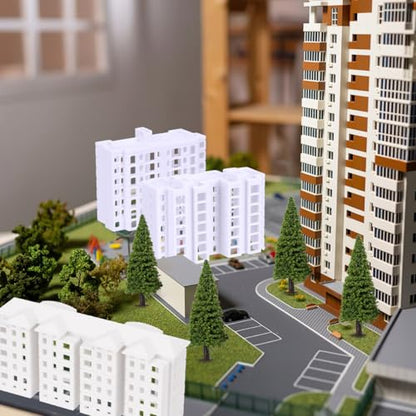 Vaguelly Miniature Apartment Building Model 4 Pack Plastic Dollhouse Accessories for DIY Miniature Buildings Architectural Models Sand Table Layouts Tabletop Decor 2.99 X 1.37 X 0.82 in
