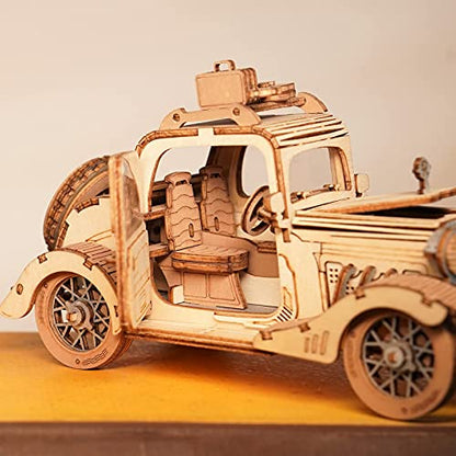 Rolife 3D Wooden Puzzles Retro Car Model - Collectibles Wooden Model Kits for Adults Desk Toys Display Gift for Adults (Vintage Car)
