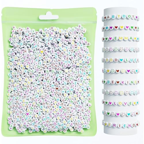 ARTDOT 800 Pieces Assortment Letter Beads for Friendship Bracelets Making Kit, 28 Styles Jewelry Making Supplies Alphabet Beads Set Preppy Crafts Art, Multicolor White - color: Multicolor Letter White Bead, size: Bag Packed