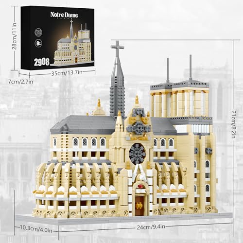Notre Dame Cathedral Miniature Block Set (2908 Pieces) - Landmark Model Puzzle Toy, Suitable for Children and Adults as a Gift - style: Notre Dame Cathedral