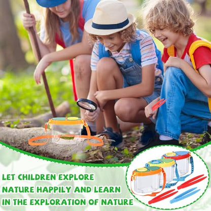 Halloscume 3 Pcs Bug Catchers for Kids Collection Viewer for Kids Critter Insect Cage Bug Tweezer Magnifying Insect Box Magnifier Container Butterfly Catcher Cage, Science Nature Exploration Tools
