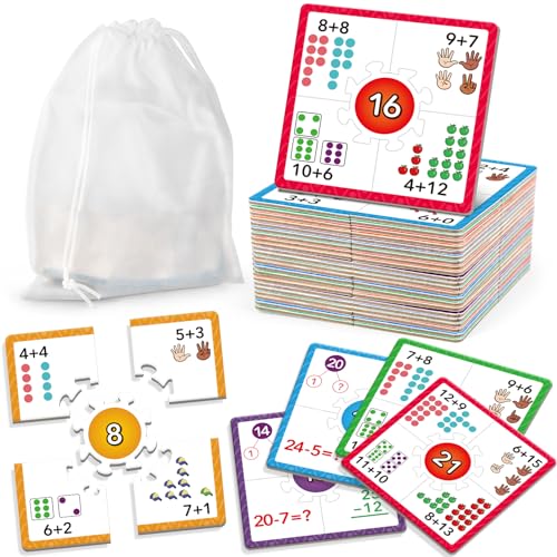 Torlam Addition and Subtraction Puzzle Cards Math Manipulatives Kindergarten Math Games for Kids, Homeschool Supplies Classroom Must Haves Preschool Learning Games Flash Cards Puzzles Toys