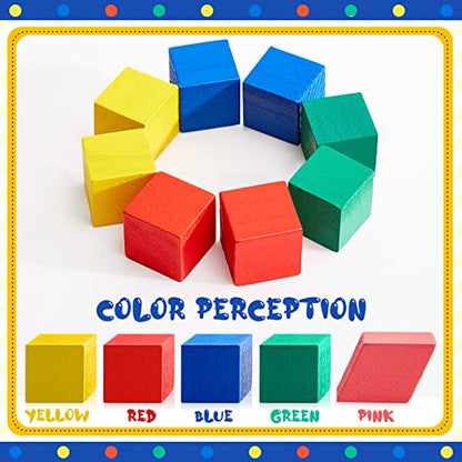 Deekin 70 Pcs Wood Geometric Solid Mini 3D Shape Wooden Building Block Bul