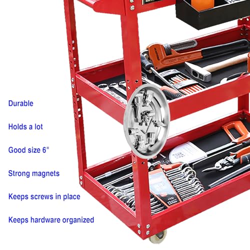 VASTOOLS Magnetic Parts Tray 3 Pack, 6" Round Magnetic Parts Bowl, Stainless Steel,for Screw Socket Pin Tools Nuts Bolts Ferruginous Metal Accessories - style: Bowl 3pc