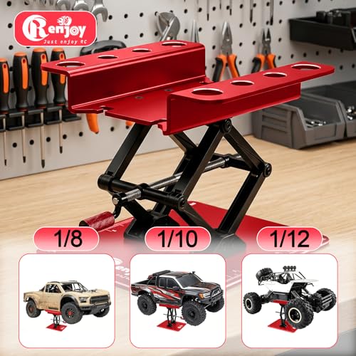 RC Car Stand Lift Lower with 3-Slot Screw Tray for 1/8 1/10 1/12 Scale, Red - color: Red, With 3-slot Screw Tray