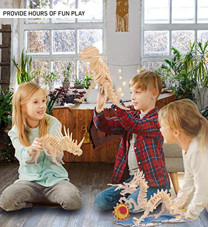 Puzzled 3D Puzzle Styracosaurus Dinosaur Wooden Construction Kit, 41 Pieces