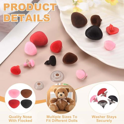 MECCANIXITY 25 Sets Safety Noses, 12 mm Safety Eyes and Noses Brown - color: Brown