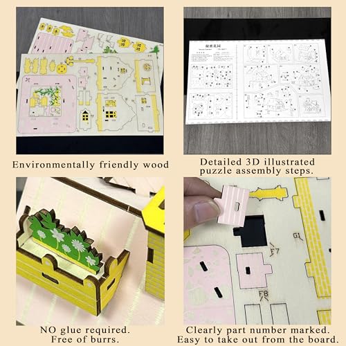 Log Cabin Mini House 3D Wooden Puzzle Building Kit for Adults Teens