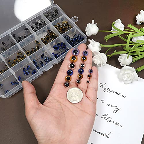 TOAOB 150pcs Glass Eyes Kits 6 to 12mm 3 Colors Craft Eyes for Needle Felting Bears Dolls Decoys Sewing