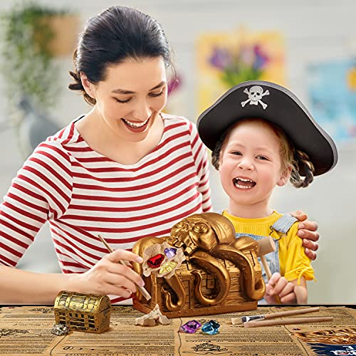 Jumbo Pirate Dig Kit - 12 Treasures, Gems&Coins, Pirate Toys for Kids Gift - style: Jumbo Pirate Dig Kit