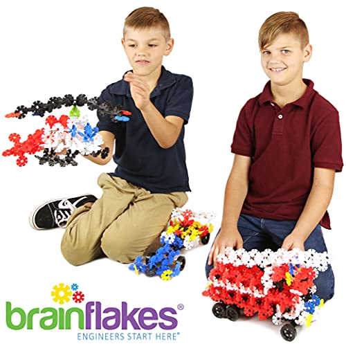 Brain Flakes 16 Wheels and 8 Axles Tube-Go Set Add-On Travel Kit - Build Cars, Trucks, Anything that Spins - Compatible Brand Discs - A Great STEM Toy