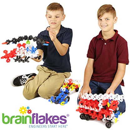 Brain Flakes 16 Wheels and 8 Axles Tube-Go Set Add-On Travel Kit - Build Cars, Trucks, Anything that Spins - Compatible Brand Discs - A Great STEM Toy