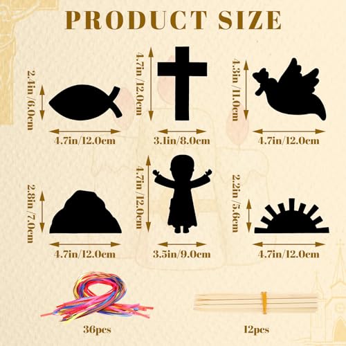 JULMELON 36Pcs Religious Easter Crafts for Kids, Rainbow Scratch Art - style: Religious Easter Crafts