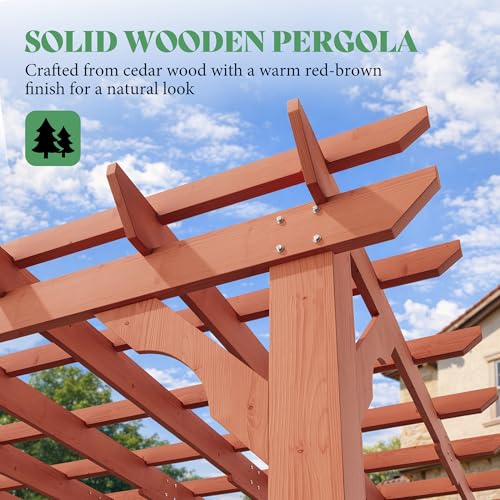 AMERLIFE 12x24 FT Outdoor Wooden Pergola, Large Wood Pergola for Backyard & Patio, Solid Cedar Wood Gazebo Structure with Flip Roof Design for Garden, Poolside & Outdoor Entertaining - size: 12x24 FT