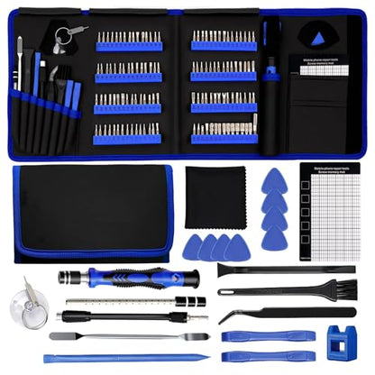 142Pcs Precision Screwdriver Set for Electronics–Multi-Bit Repair Tool Kit for iPhone,MacBook,Laptop,Tablet,PS4,Xbox,Nintendo|Magnetic Mat,ESD Tweezers,Suction Cup&Spudger|Comes with Repair Tool Bag - color: 142 Pcs