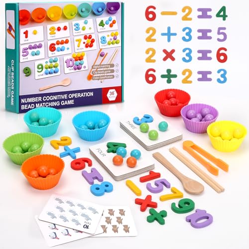 Wooden Peg Board Bead Game, Montessori Arithmetic Math Toy Set