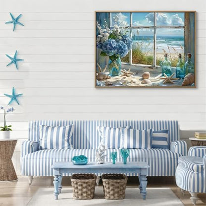 CHWGLFGG 5D Beach Window Diamond Art Kits for Adults Beginners 12x16in - color: KM1157-1