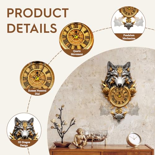 3D Puzzle for Adults Clock, Grey Wolf Clock Design Model Kit - color: Grey Wolf