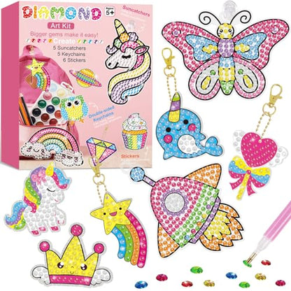 BANBBUR 16 Pcs Gem Art for Kids Ages 4-8 8-12, Kids Diamond Art and Crafts
