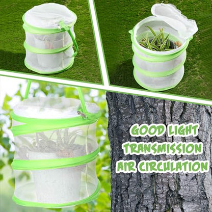 Sherr 2 Pcs Mini Butterfly Habitat Cage Mesh Foldable Insect,Green - color: Green