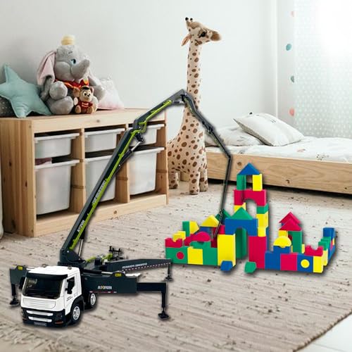 Concrete Pump Truck Construction Vehicles Toys,1:50 Scale Diecast Site Concrete Pump Truck, Toy Trucks for Kids (Green) - color: Concrete Pump Gray