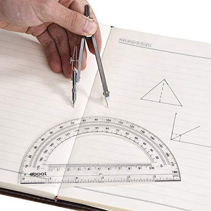EBOOT Drawing Compass and 6 in Protractor Geometry Set, Clear - color: Clear