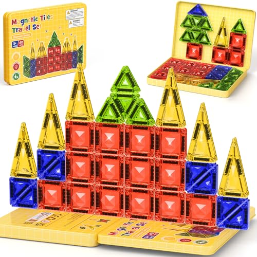 40PCS Magnetic Tiles Travel Storage Diamond Blocks 10% Thicker 3+ - size: 40 PCS