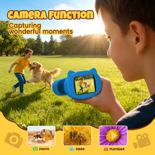 Handheld Digital Mini Microscope for Kids: 1000X 4K 2.4" Microscopes Toys - color: Blue