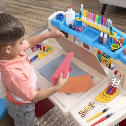 Step2 Deluxe Art Master Desk, Kids Activity Table & Chair, Arts & Crafts Desk, Made of Durable Plastic, For Toddlers 3+ Years Old