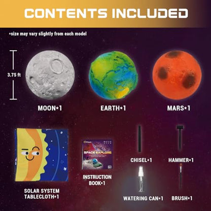 PIBEX Gemstone Dig Kit, Dig up 15 Rocks & Minerals from Earth Moon Mars, Solar System Planets Geology Science Set, Space Rock Mining Toys for Kids, STEM Gift for Boys & Girls Age 6-8-12 - size: 3 Planets (15 Stones)