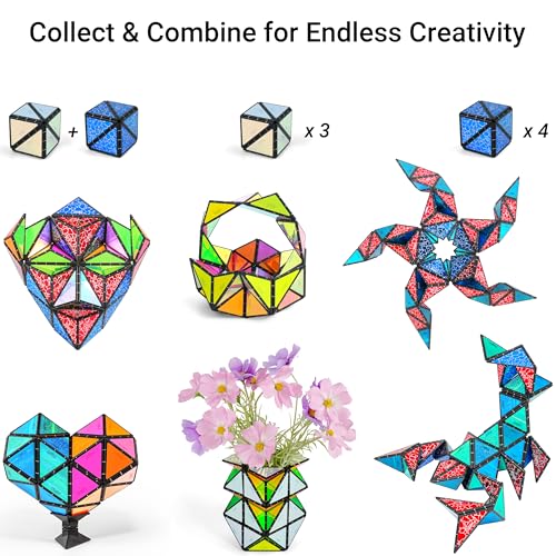 TOSY Magnet Pyramid Stone - 1 Cube Transforms into 1 Billion Shapes (Bunny, Egg Basket, Flowers, Heart…), 243 Rare Earth Magnets, Holographic Design, Puzzle/STEAM Toy, Easter Birthday Gift, 2-Pack - color: Stone (Set of 2)