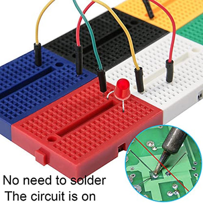 170 Tie Points Mini Breadboard, 12PCS Small Solderless Prototype PCB Board Kit Quick Connection for Arduino Proto Shield, with 65 Pcs Breadboard Jumper Wires