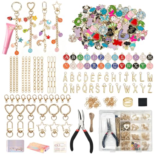 Lemosyu 383pcs Charms Lip Gloss Keychain Making Kit for DIY Craft, Gifts - size: 383 Pcs Kit