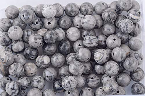 Natural Stone Beads 100pcs Round Genuine Real Stone Beading Loose Gemstones Hole Size 1mm DIY Smooth Bead for Bracelet Necklace Earrings Jewelry Making (Map Jasper, 8mm) - color: Map Jasper, size: 8mm