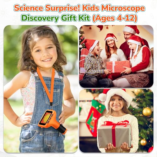 Kids Digital Microscope with 3-Inch Screen: STEM Toy Science Gift Ages 4-12 - color: Orange