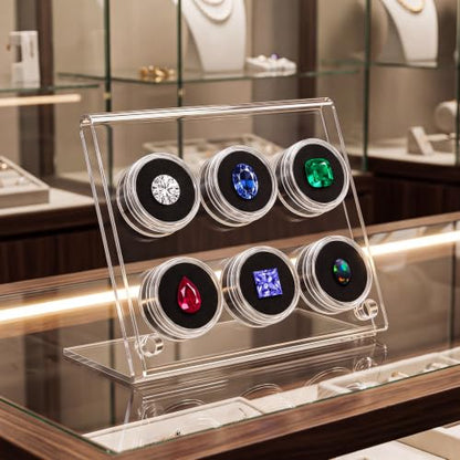 Yalikop Acrylic Gem Jar Display Stand for Gemstones, Stand with 6 Jars - style: Stand with 6 Jars