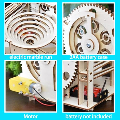 3D Puzzle Marble Run for Adults Wooden Mode Kits Wood Engineering Project - style: Spiral track