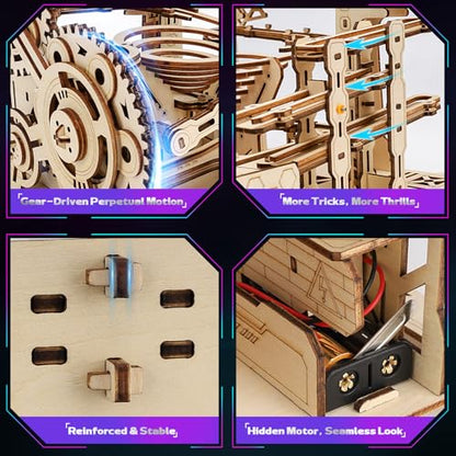 Upgraded Motorized 3D Wooden Puzzles for Adults Marble Run Set, 236-Piece Mechanical Model Kit, STEM Building Project & Unique Gift for Men, Women, Teens, Christmas Birthday Gift