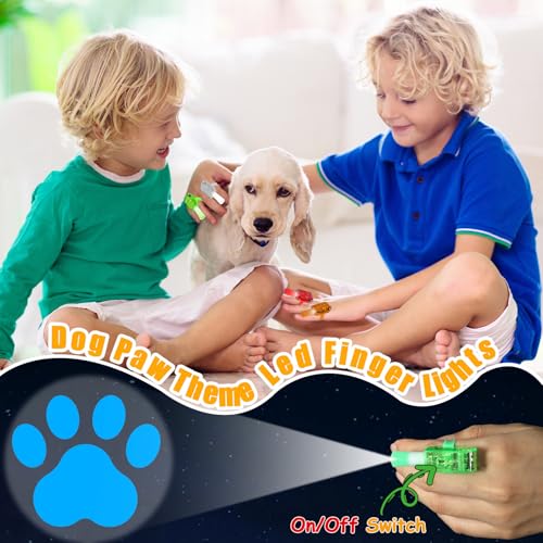 CHUNNIN 36 Pcs Paw LED Finger Lights Glow in Dark Dog Party Favors - style: Dog Paw