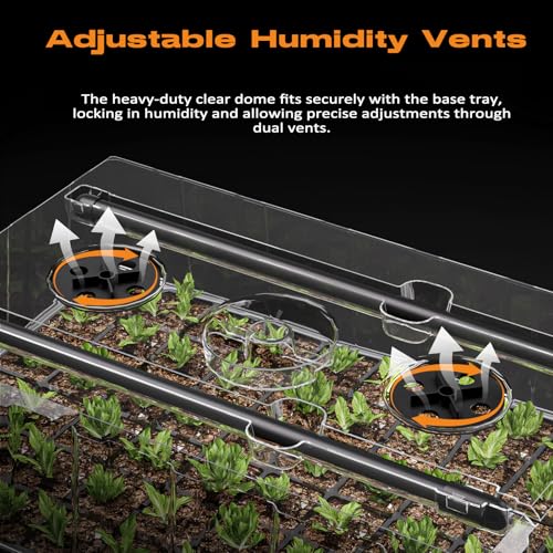 Patigrow 60-Cell Self-Watering Seed Starter Tray with Grow Light, Seed Starter Kit with 4.07” Humidity Dome, Indoor Seedling Starter Tray, Seed Starting Trays for Plant Germination, Seeds Growing