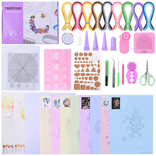 Beginner Paper Quilling Kit with 5mm Strips, 36 Colors and 10 Projects