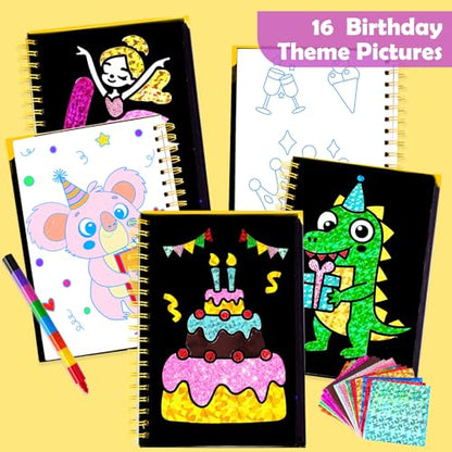 FUNNYB&G Foil Art Craft Kit for Kids, Sparkly Birthday Gift Toy for Kids - style: Happy Birthday