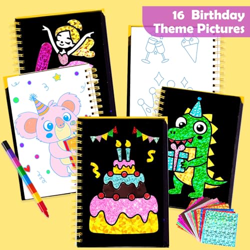 FUNNYB&G Foil Art Craft Kit for Kids, Sparkly Birthday Gift Toy for Kids - style: Happy Birthday
