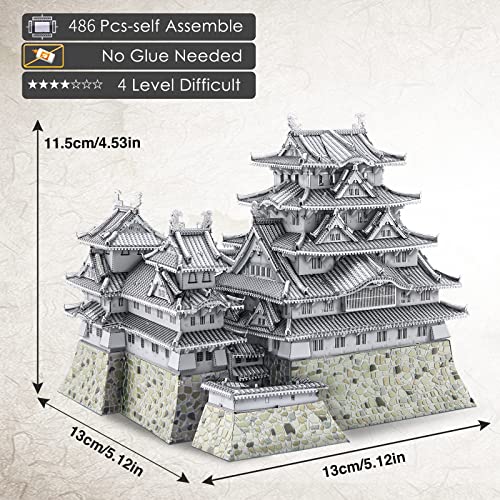 Piececool 3D Metal Puzzles for Adults, Himeji Castle - Japanese Architecture 3D Model Building Kits Creative Home Decoration Great Birthday - style: Himeji