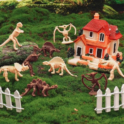 60 PCS Dinosaur Fossil Skeletons, Assorted Dinosaur Skeleton Toys Figures, Dino Bones for Science Play Dino Sand Dig Party Favor Decorations