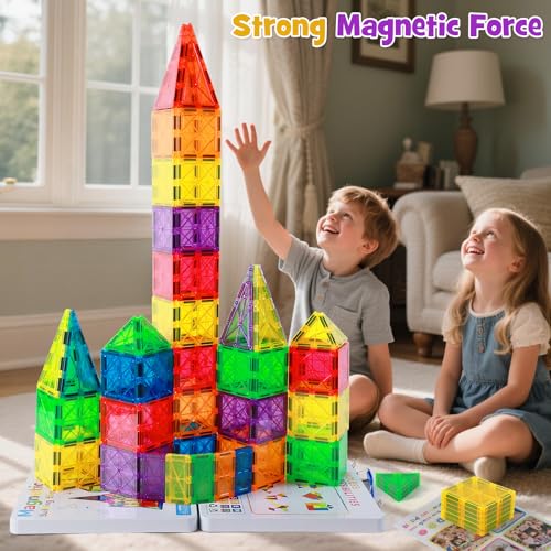 Premium Magnetic Tiles 100pcs: Durable STEM Building Blocks Kids 3-8 - size: 100 PCS